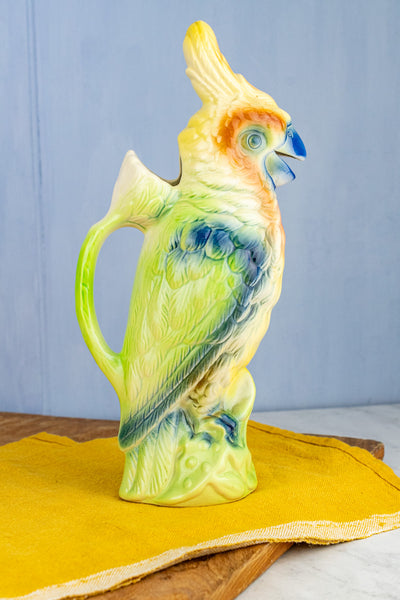 Vintage French St. Clément Cockatoo Pitcher