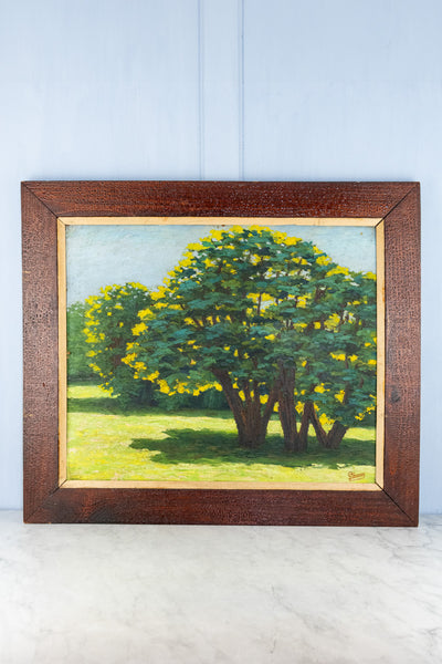 Vintage French Tree Landscape Painting