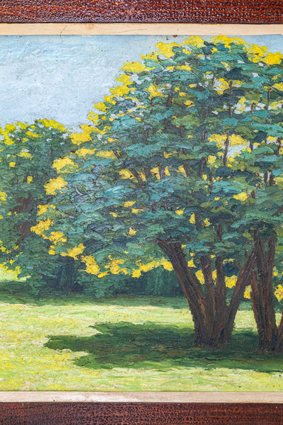 Vintage French Tree Landscape Painting