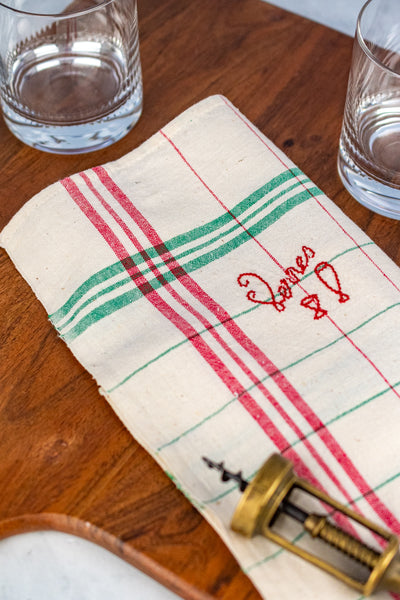Vintage French "Verres" (Glasses) Towel
