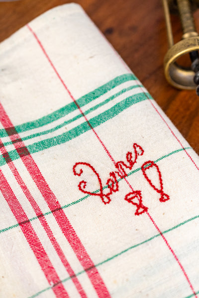 Vintage French "Verres" (Glasses) Towel