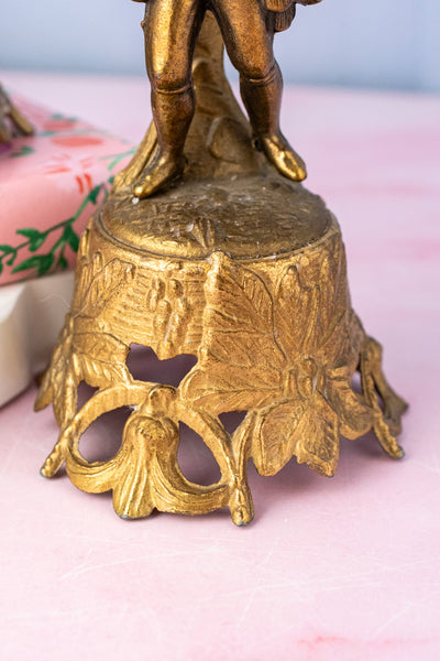 Vintage Gilt Metal Italian Figural Candlestick Pair
