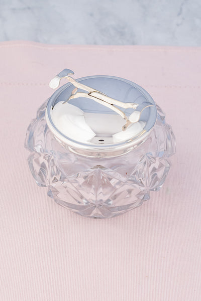 Vintage Glass and Silverplate Sugar Bowl