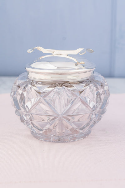 Vintage Glass and Silverplate Sugar Bowl