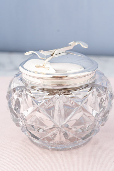 Vintage Glass and Silverplate Sugar Bowl