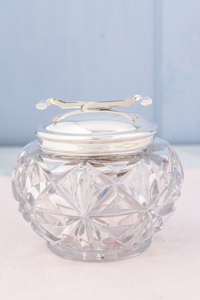 Vintage Glass and Silverplate Sugar Bowl