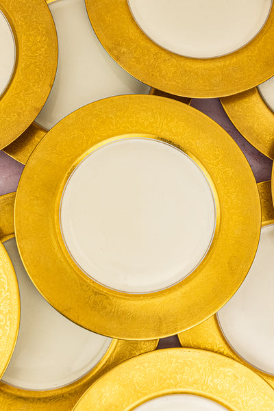 Vintage Gold Encrusted Pickard Dinner Plates - Set of 12