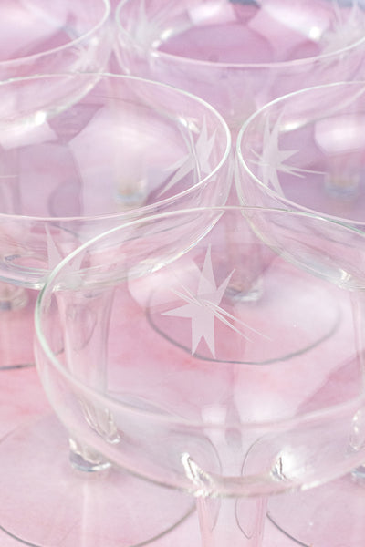 Vintage Hollow Stem Champagne Coupes - Set of 10