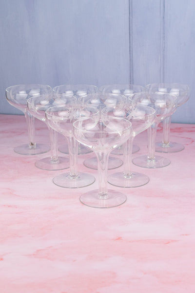 Vintage Hollow Stem Champagne Coupes - Set of 10