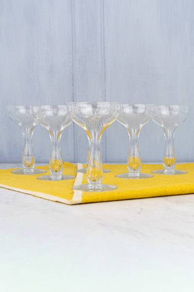 Vintage Hollow Stem Star Champagne Coupes