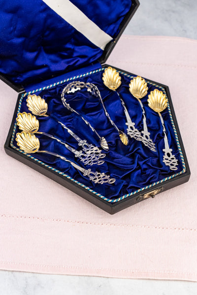 Vintage Italian Sterling Spoon Set in Case