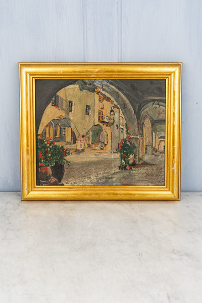Vintage La Place de Biot French Painting