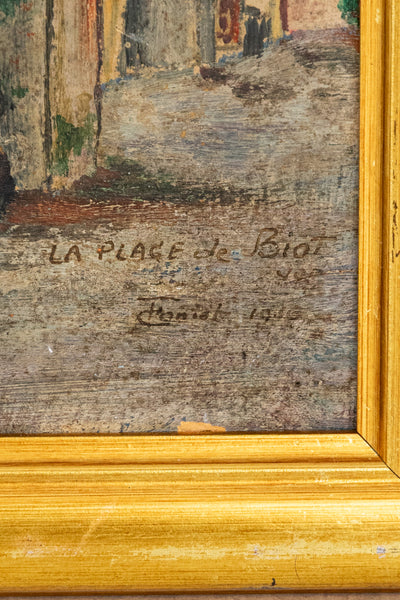 Vintage La Place de Biot French Painting