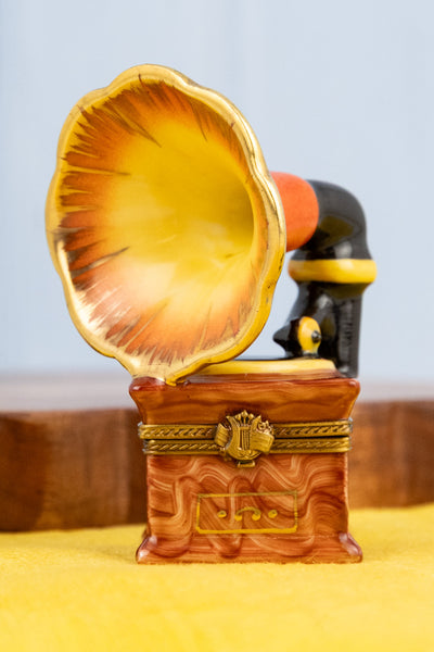 Vintage Limoges Gramophone Trinket Box