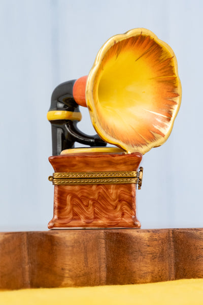 Vintage Limoges Gramophone Trinket Box