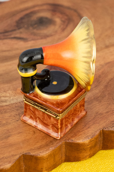 Vintage Limoges Gramophone Trinket Box