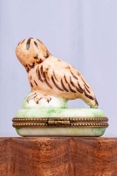 Vintage Limoges Owl Trinket Box