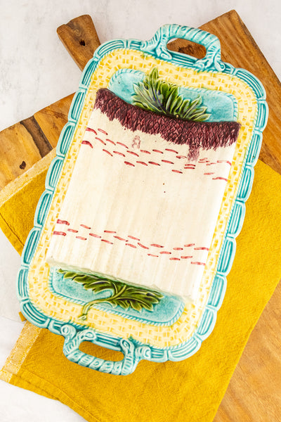 Antique Majolica Asparagus Platter