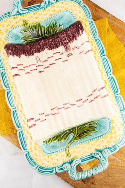 Antique Majolica Asparagus Platter