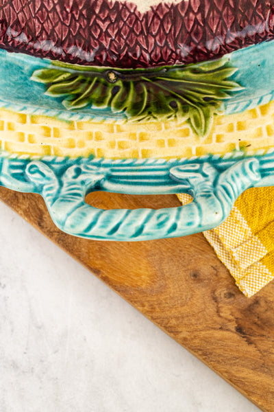 Antique Majolica Asparagus Platter
