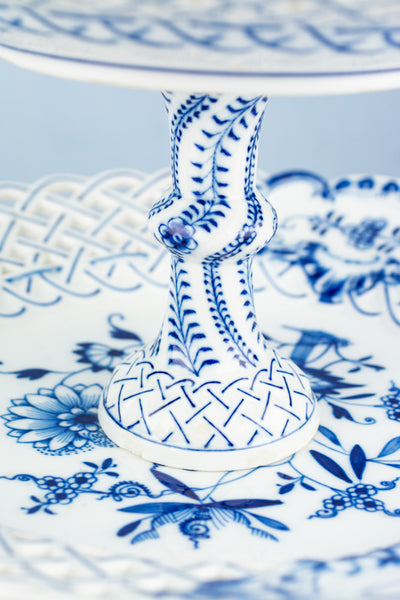 Antique Meissen Blue Onion 3-Tiered Dessert Stand