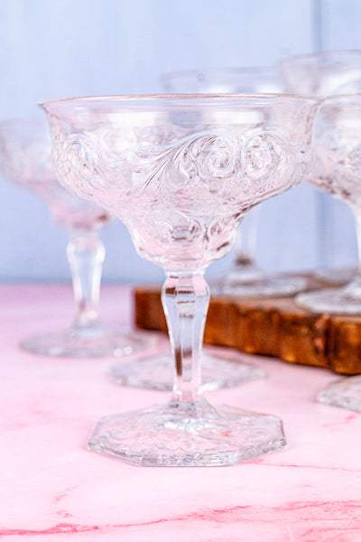 Vintage Pressed Glass Coupes - Set of 10