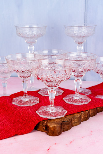 Vintage Pressed Glass Coupes - Set of 10