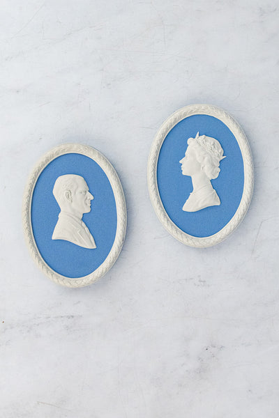 Vintage Queen Elizabeth II Wedgwood Cameo Pair