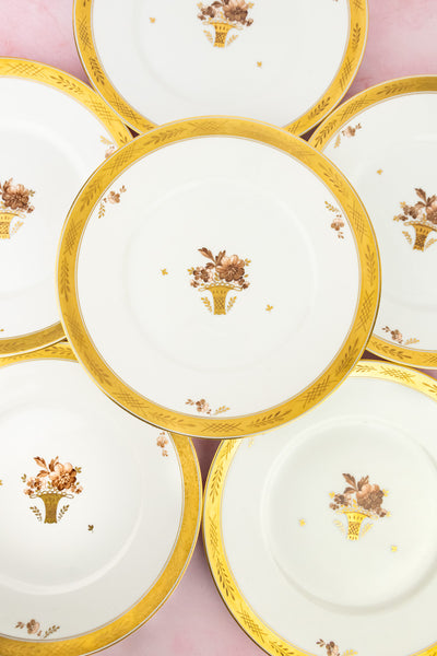 Vintage Royal Copenhagen "Golden Basket" Dinner Plates - Set of 6