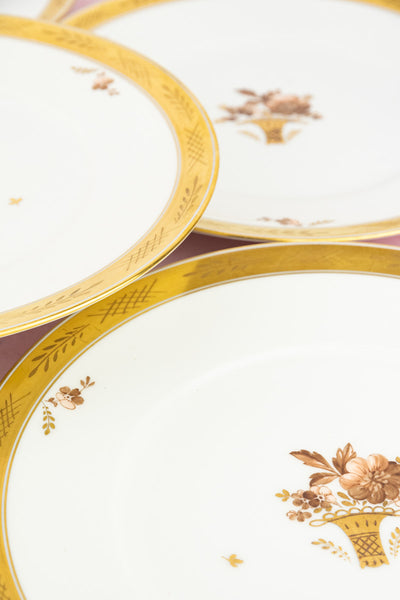 Vintage Royal Copenhagen "Golden Basket" Dinner Plates - Set of 6
