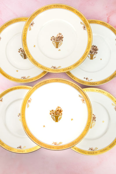 Vintage Royal Copenhagen "Golden Basket" Salad Plates - Set of 6