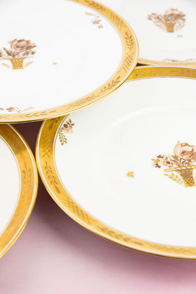 Vintage Royal Copenhagen "Golden Basket" Salad Plates - Set of 6