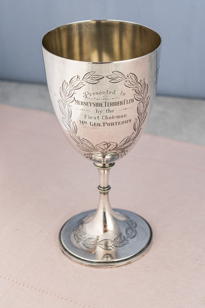 Vintage English Silverplate Dog Show Trophy Cup