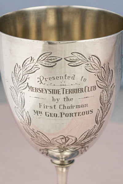 Vintage English Silverplate Dog Show Trophy Cup