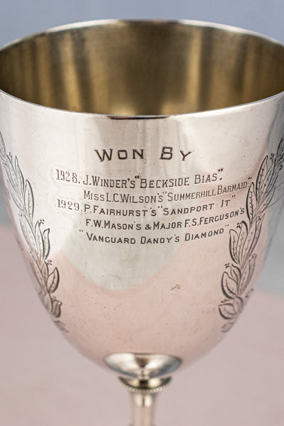 Vintage English Silverplate Dog Show Trophy Cup