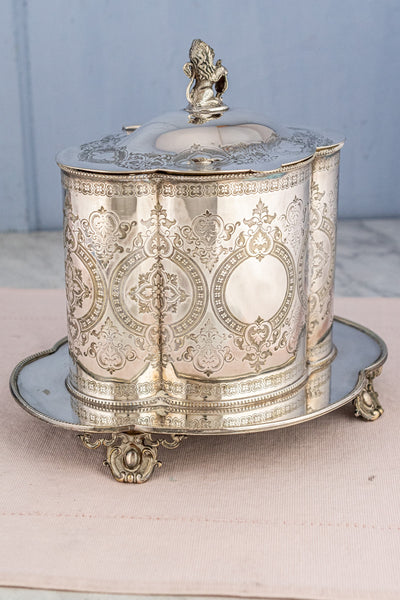 Vintage Silverplate Footed Biscuit Box