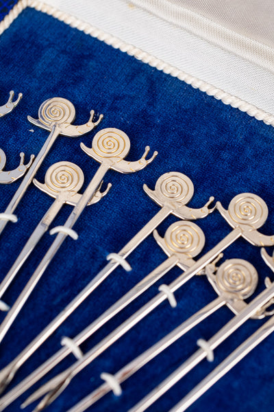 Vintage Silverplate Escargot Picks - Set of 12