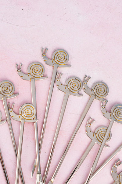 Vintage Silverplate Escargot Picks - Set of 12