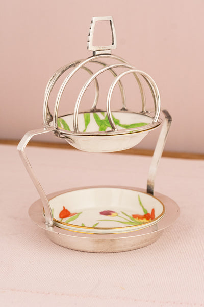 Vintage Silverplate Toast Rack with Jam and Butter Dish