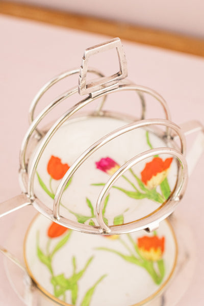Vintage Silverplate Toast Rack with Jam and Butter Dish