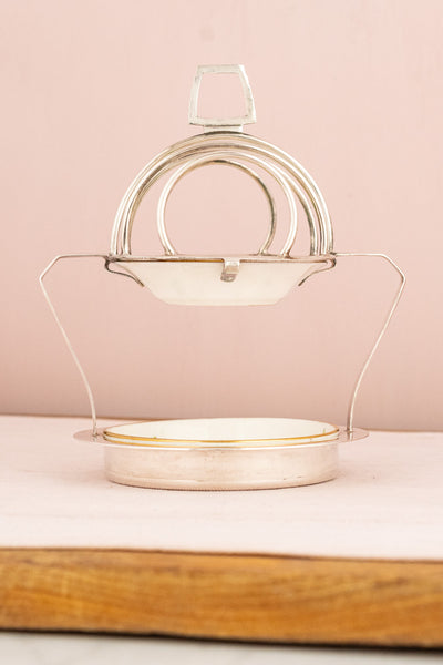 Vintage Silverplate Toast Rack with Jam and Butter Dish