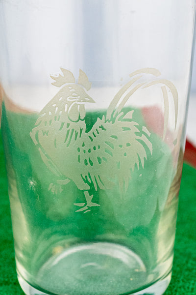 Vintage Silverplate & Etched Glass Rooster Cocktail Shaker