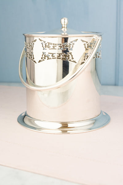 Vintage Silverplate & Glass Cricket Club 1925 Biscuit Barrel / Ice Bucket