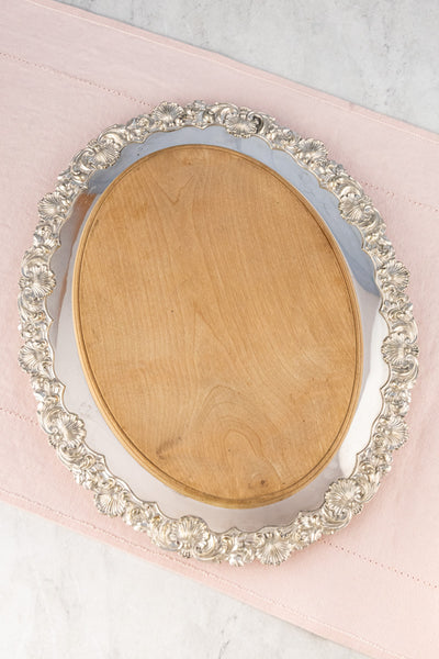 Vintage Silverplate and Wood Bread Board