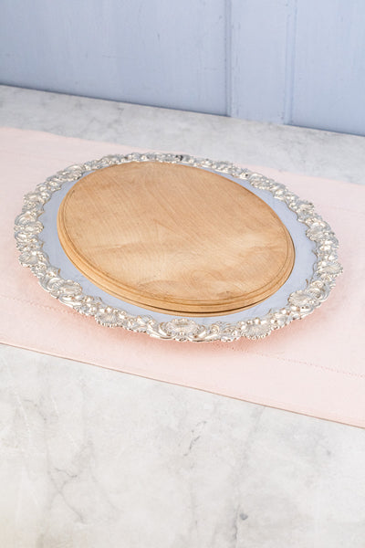Vintage Silverplate and Wood Bread Board