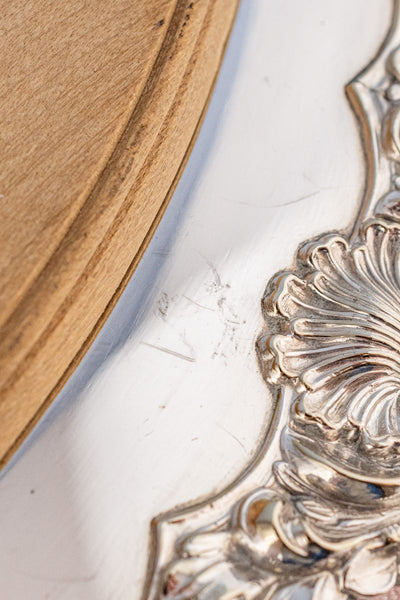 Vintage Silverplate and Wood Bread Board