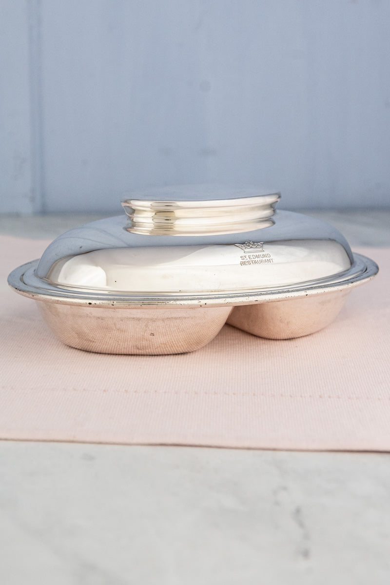 Vintage St. Edmund Restaurant Covered Silverplate Dish