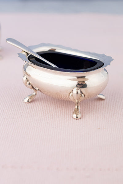 Vintage Sterling Silver 3-Piece Condiment Set with Spoons