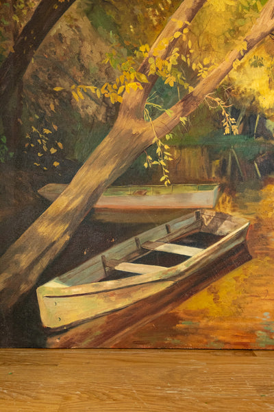 Vintage "Rowboat in the Fall" Painting