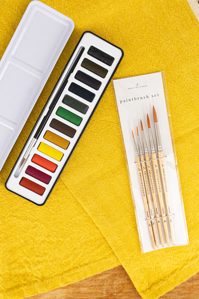 Watercolor Paint Palette & Brush Set